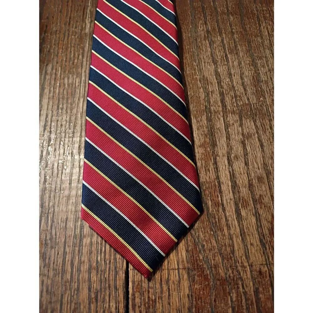 Jos A Bank Red Blue Yellow White 100% Silk Neck Tie Office Wedding Formal Church